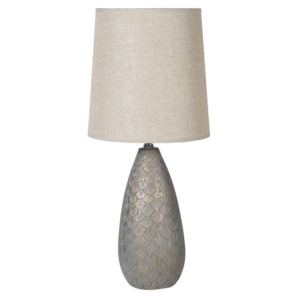 Bronze cone table lamp with beige linen shade Dimensions: H:73 Dia:32 cm.