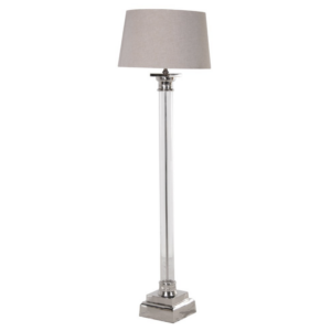 ELEGANT GLASS FLOOR LAMP WITH BEIGE LINEN SHADE Mål: H:169 Dia:50 cm.