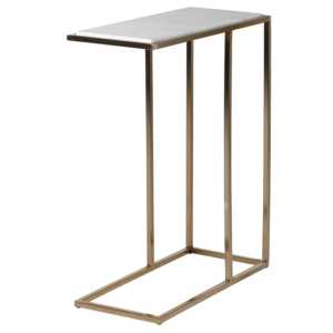 Our small, practical, and incredibly stylish side table is the perfect addition to any space. Designed to function both as a traditional side table and to slide over seating areas, it offers versatile functionality. The table features a stainless steel frame with a brass look and a stunning white marble top. Its elegant design and practical use make it a must-have for any home. Measurements: H:60 W:46 D:22 cm.